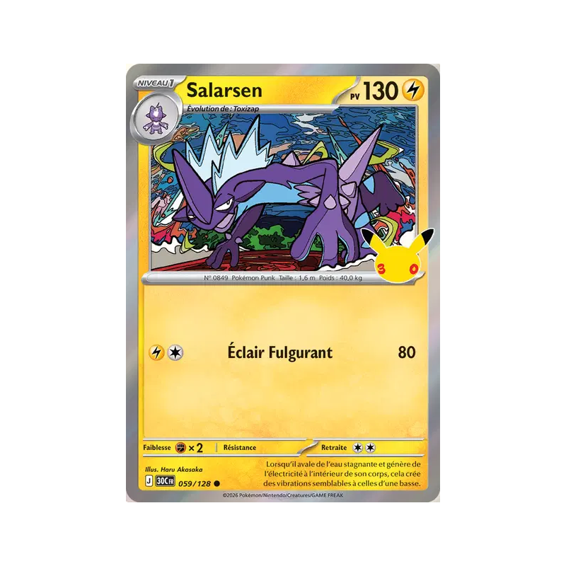 Carte Pokémon Salarsen 059/128 Commune 30ᵉ Anniversaire