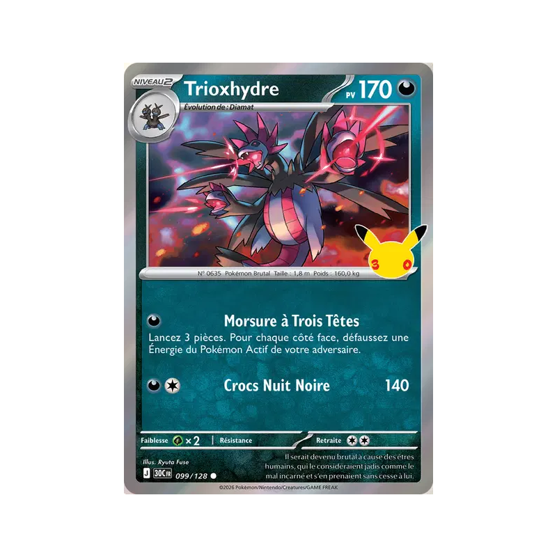 Carte Pokémon Trioxhydre 099/128 Commune 30ᵉ Anniversaire