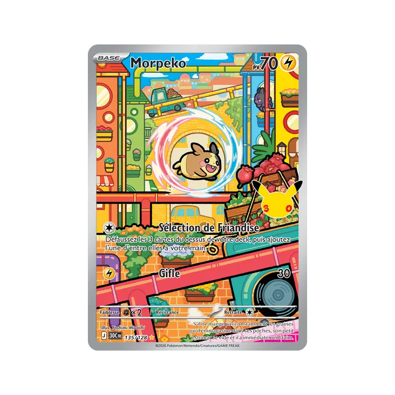 Carte Pokémon Morpeko 135/128 Illustration Rare 30ᵉ Anniversaire