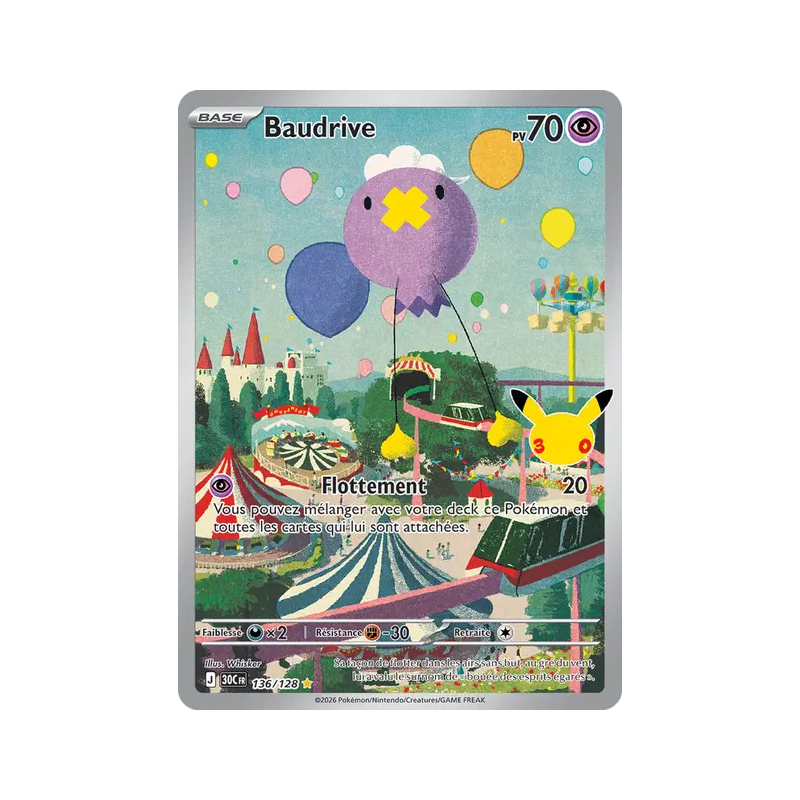 Carte Pokémon Baudrive 136/128 Illustration Rare 30ᵉ Anniversaire