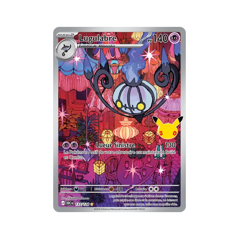 Carte Pokémon Lugulabre 137/128 Illustration Rare 30ᵉ Anniversaire