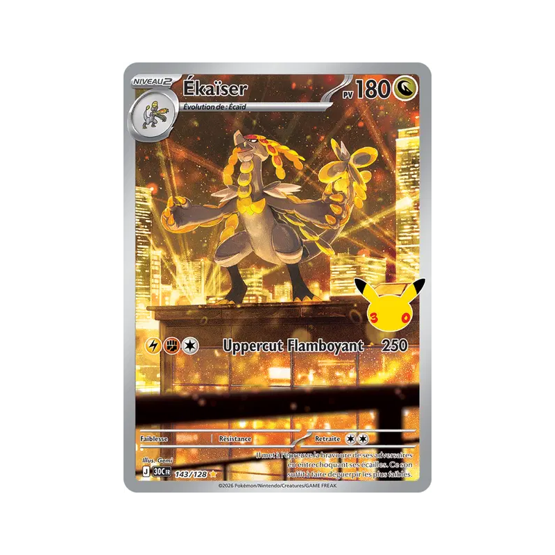 Carte Pokémon Ékaïser 143/128 Illustration Rare 30ᵉ Anniversaire