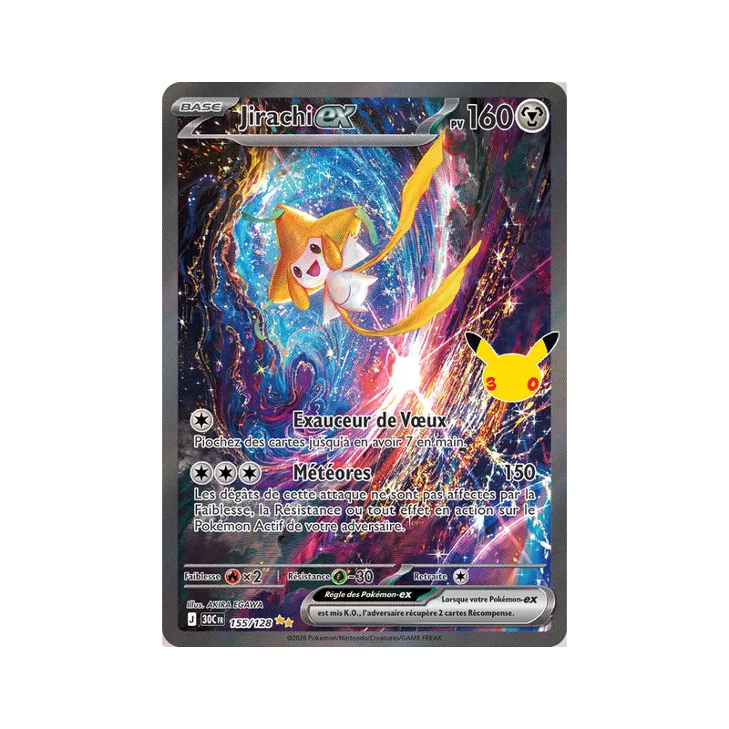 Carte Pokémon Jirachi ex 155/128 Illustration Spéciale Rare 30ᵉ Anniversaire