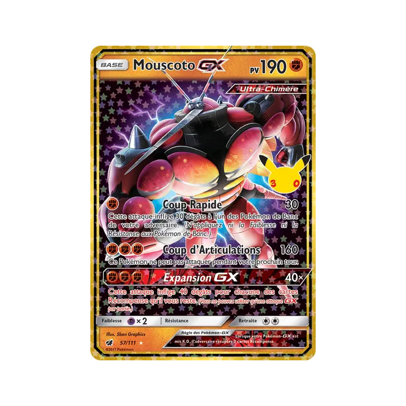 Carte Pokémon Mouscoto-GX 57/111 Secrète 30ᵉ Anniversaire