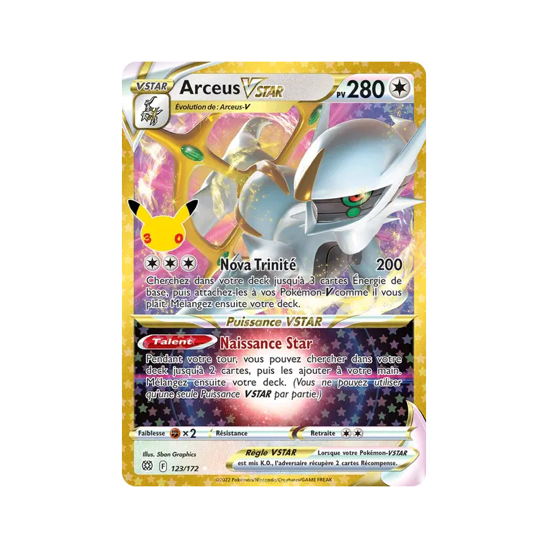 Carte Pokémon Arceus-VSTAR 123/172 Secrète 30ᵉ Anniversaire