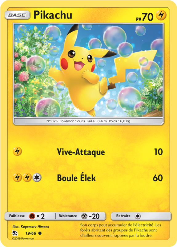 Carte Pokémon Pikachu 19/68 Commune Destinées Occultes