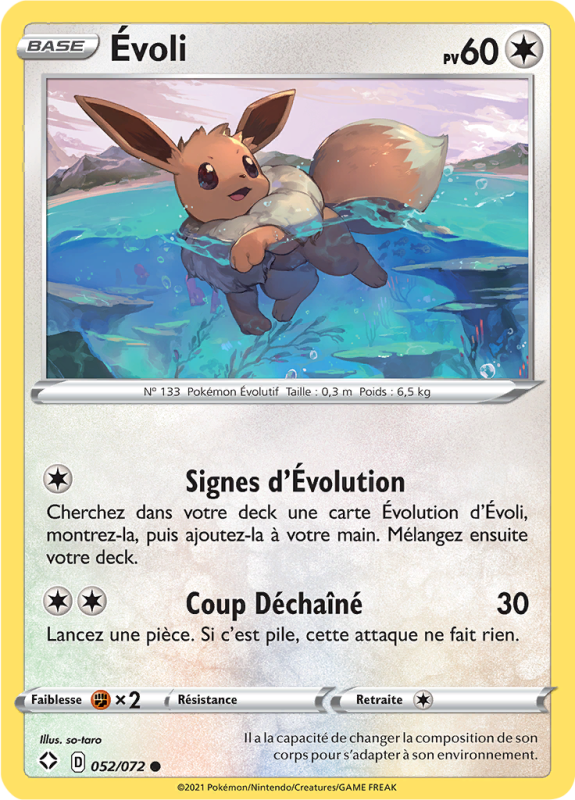 Carte Pokémon Évoli 052/072 Commune Destinées Radieuses