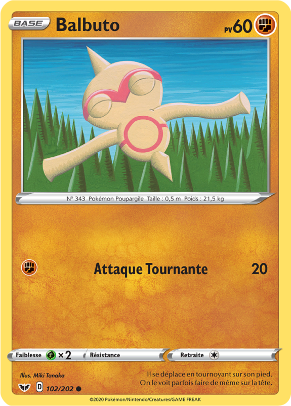 Carte Pokémon Balbuto 102/202 Commune Épée et Bouclier (JCC)