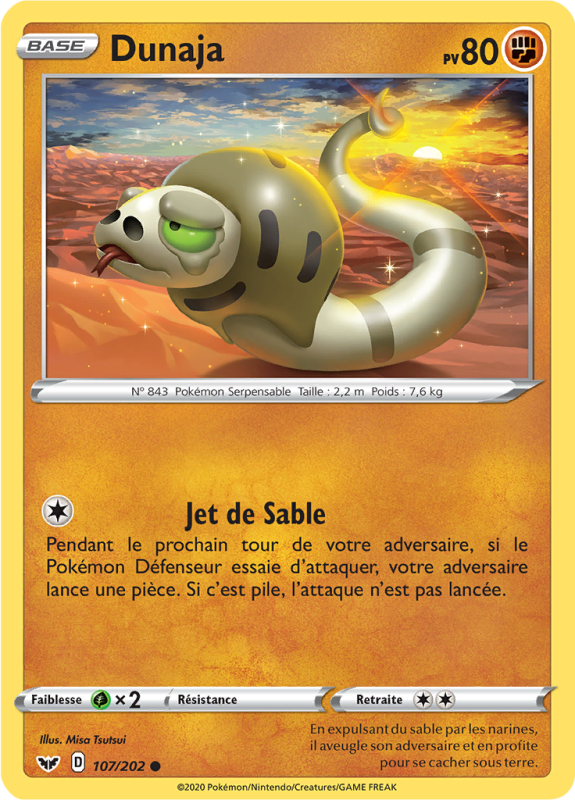 Carte Pokémon Dunaja 107/202 Commune Épée et Bouclier (JCC)
