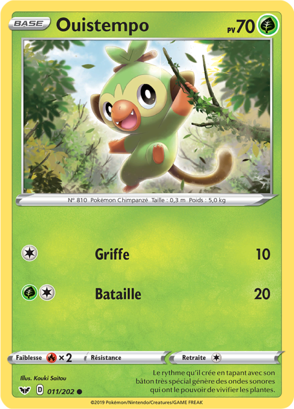 Carte Pokémon Ouistempo 011/202 Commune Épée et Bouclier (JCC)