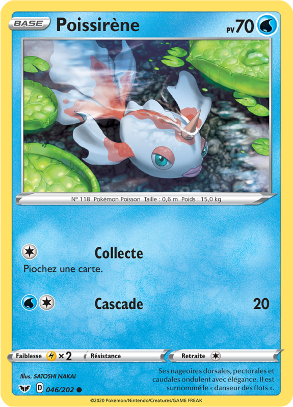 Carte Pokémon Poissirène 046/202 Commune Épée et Bouclier (JCC)