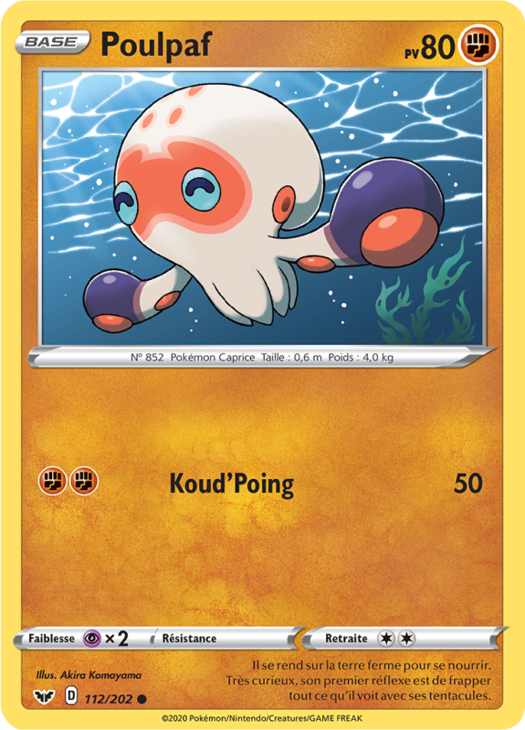 Carte Pokémon Poulpaf 112/202 Commune Épée et Bouclier (JCC)