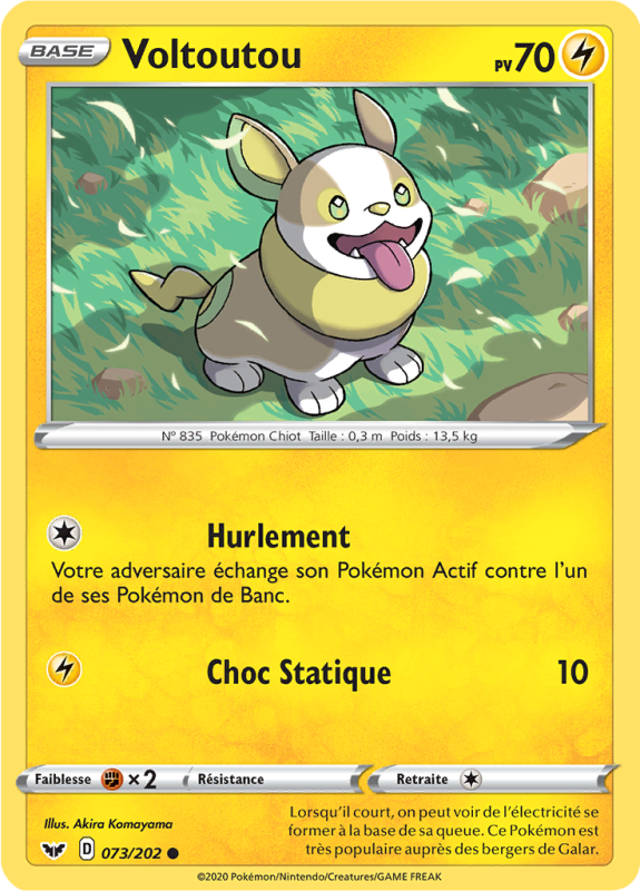 Carte Pokémon Voltoutou 073/202 Commune Épée et Bouclier (JCC)