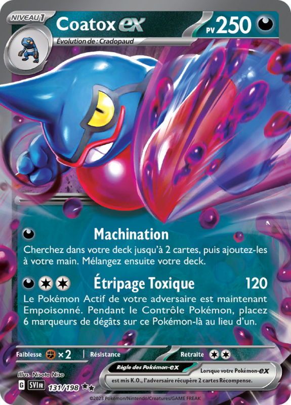 Carte Pokémon Coatox-ex 131/198 Double rare Écarlate et Violet (JCC)
