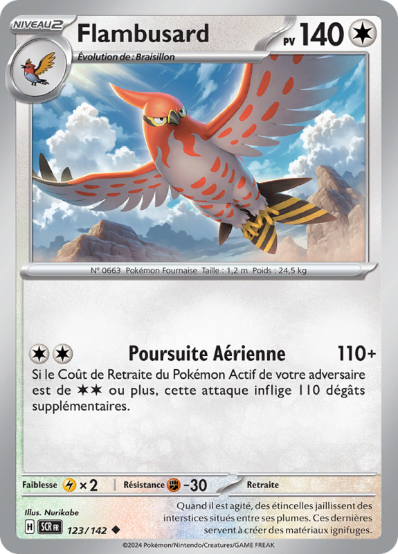 Carte Pokémon Flambusard 123/142 Peu commune Couronne Stellaire