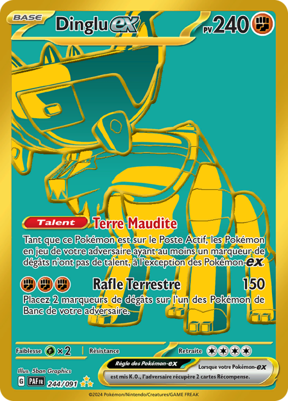 Carte Pokémon Dinglu-ex 244/091 Gold Destinées de Paldea