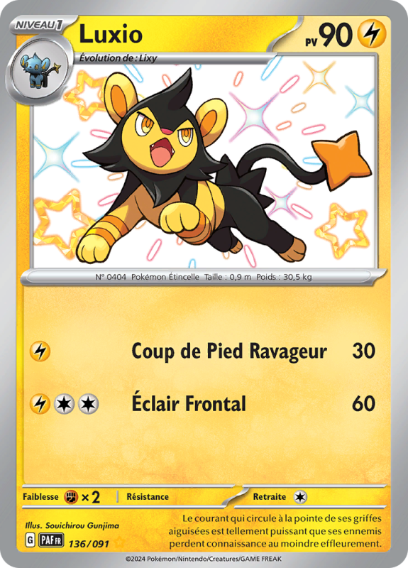Carte Pokémon Luxio 136/091 Shiny Destinées de Paldea