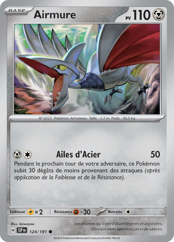 Carte Pokémon Airmure 124/191 Commune Étincelles Déferlantes