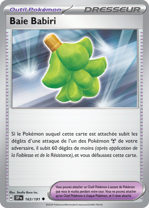 Carte Pokémon Baie Babiri 163/191 Peu commune Étincelles Déferlantes