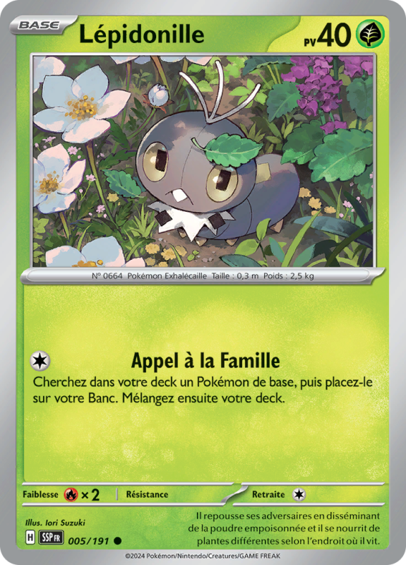 Carte Pokémon Lépidonille 005/191 Commune Étincelles Déferlantes