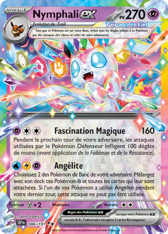 Carte Pokémon Nymphali-ex 086/191 Double rare Étincelles Déferlantes