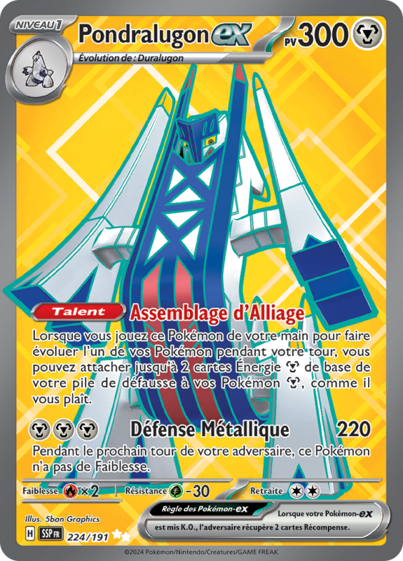 Carte Pokémon Pondralugon-ex 224/191 Ultra Rare Étincelles Déferlantes
