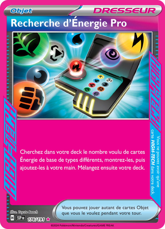 Carte Pokémon Recherche d'Énergie Pro 176/191 HIGH-TECH Étincelles Déferlantes