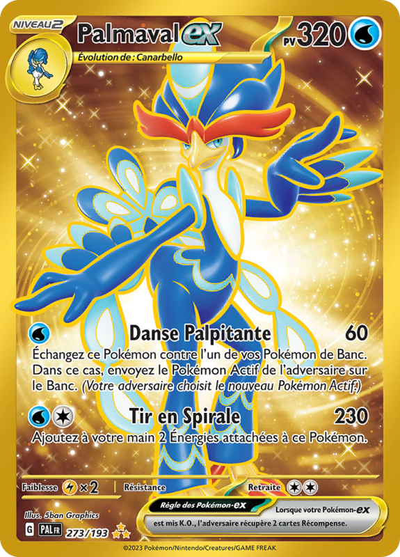 Carte Pokémon Palmaval-ex 273/193 Gold Évolutions à Paldea