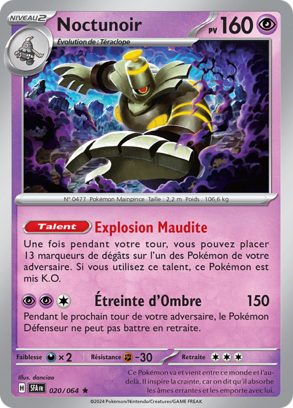 Carte Pokémon Noctunoir 020/064 Holographique Fable Nébuleuse