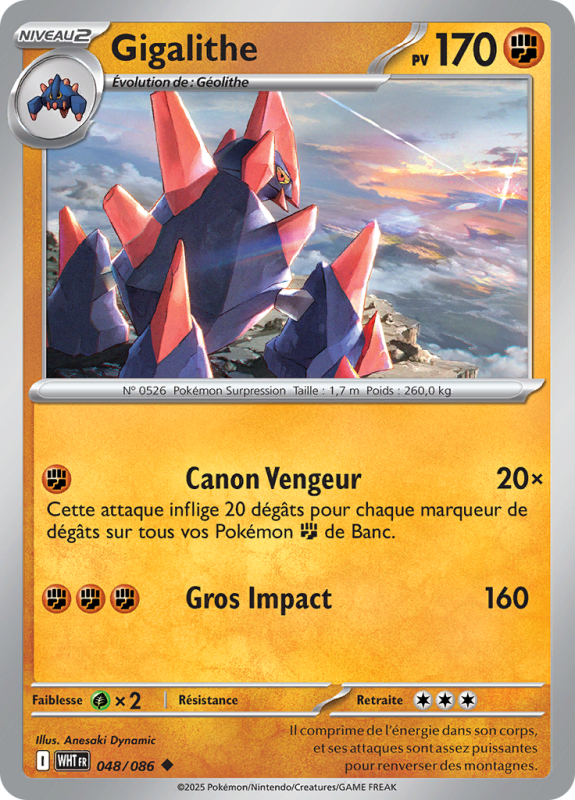 Carte Pokémon Gigalithe 048/086 Peu commune Flamme Blanche