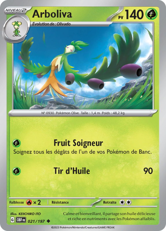 Carte Pokémon Arboliva 021/197 Holographique Flammes Obsidiennes