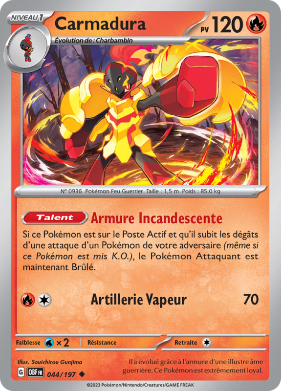 Carte Pokémon Carmadura 044/193 Peu commune Flammes Obsidiennes