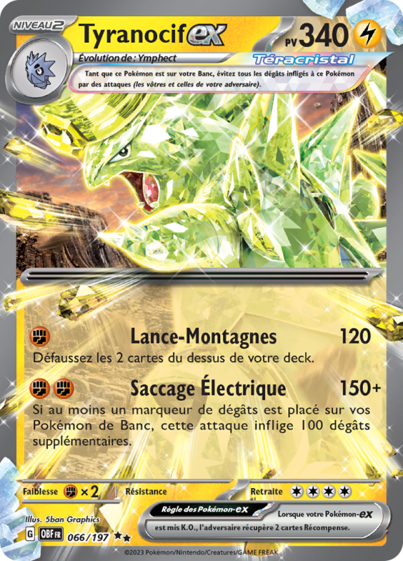 Carte Pokémon Tyranocif-ex 066/197 Double rare Flammes Obsidiennes
