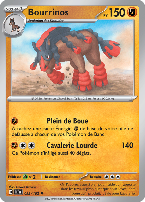 Carte Pokémon Bourrinos 092/162 Peu commune Forces Temporelles