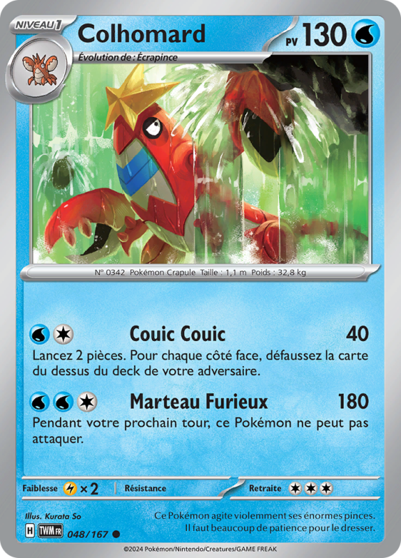 Carte Pokémon Colhomard 048/167 Commune Mascarade Crépusculaire