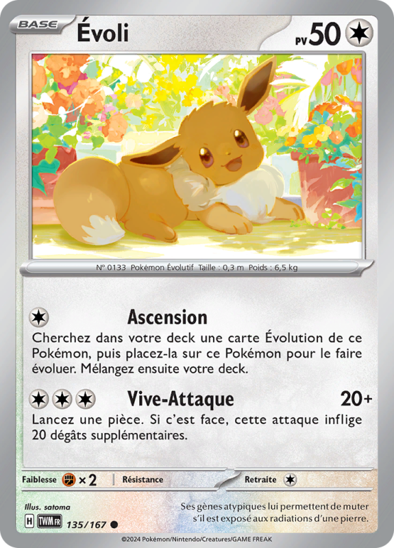 Carte Pokémon Évoli 135/167 Commune Mascarade Crépusculaire