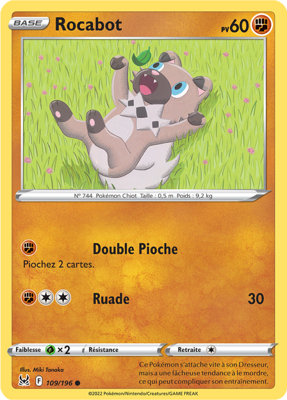 Carte Pokémon Rocabot 109/196 Commune Origine Perdue
