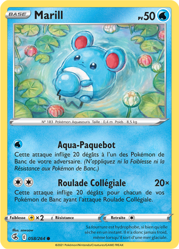 Carte Pokémon Marill 058/264 Commune Poing de Fusion