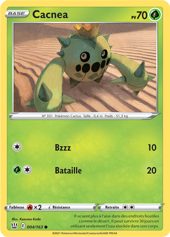 Carte Pokémon Cacnea 004/163 Commune Styles de Combat