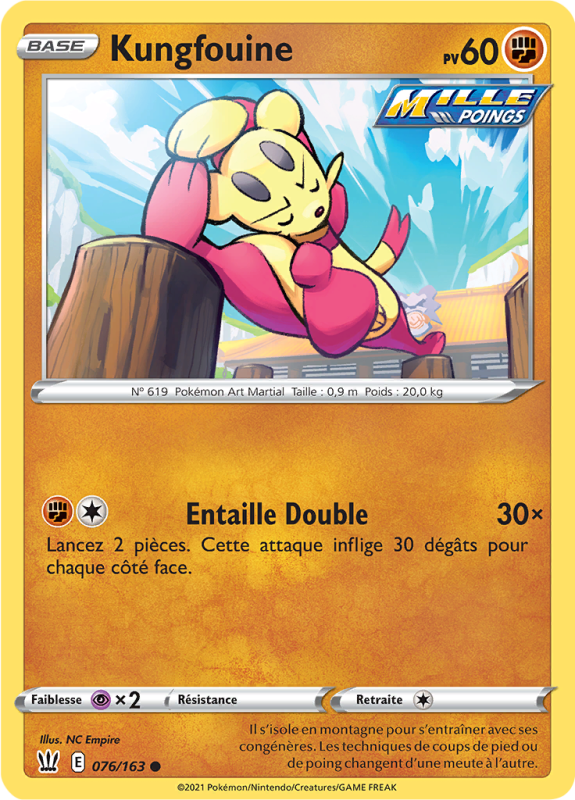 Carte Pokémon Kungfouine 076/163 Commune Styles de Combat