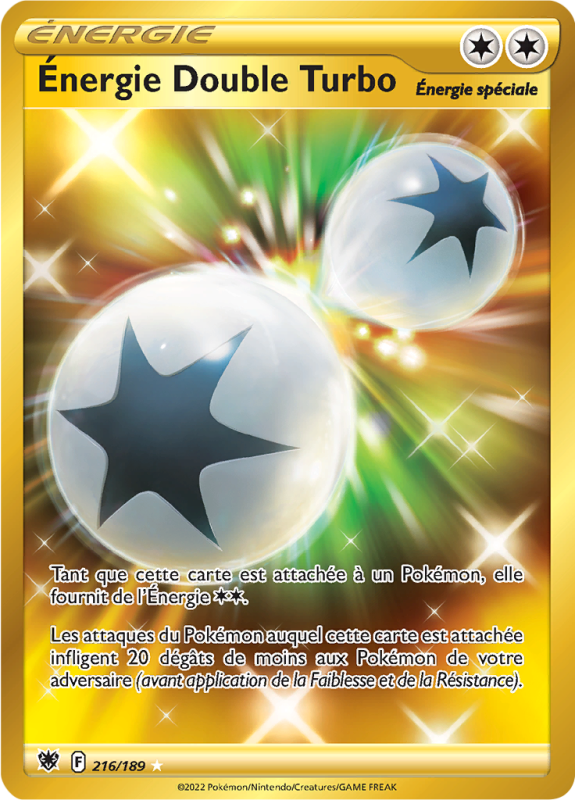Carte Pokémon Énergie Double Turbo 216/189 Gold Astres Radieux