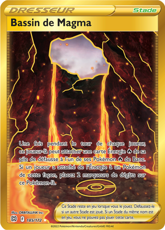 Carte Pokémon Bassin de Magma 185/172 Gold Stars Étincelantes