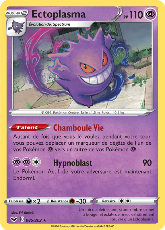 Carte Pokémon Ectoplasma 085/202 Holographique Épée et Bouclier (JCC)