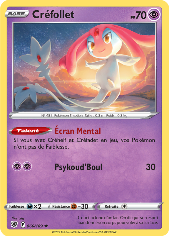 Carte Pokémon Créfollet 066/189 Holographique Astres Radieux