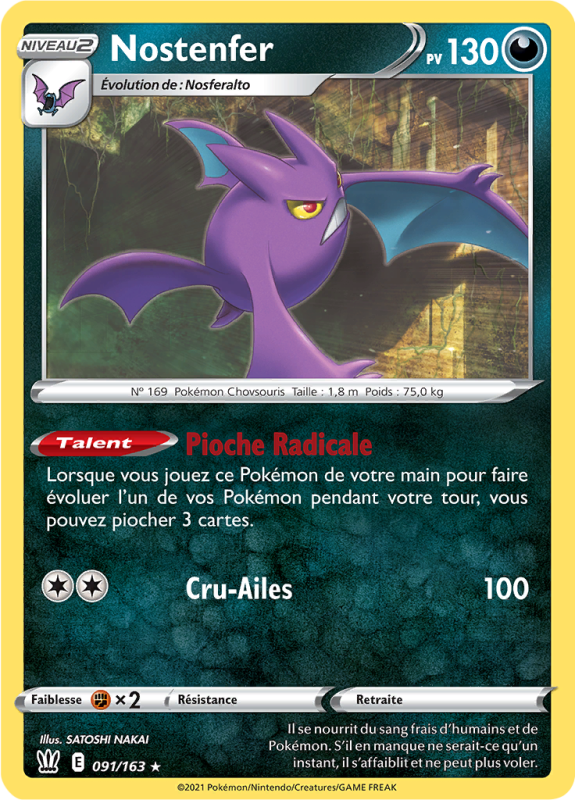 Carte Pokémon Nostenfer 091/163 Holographique Styles de Combat