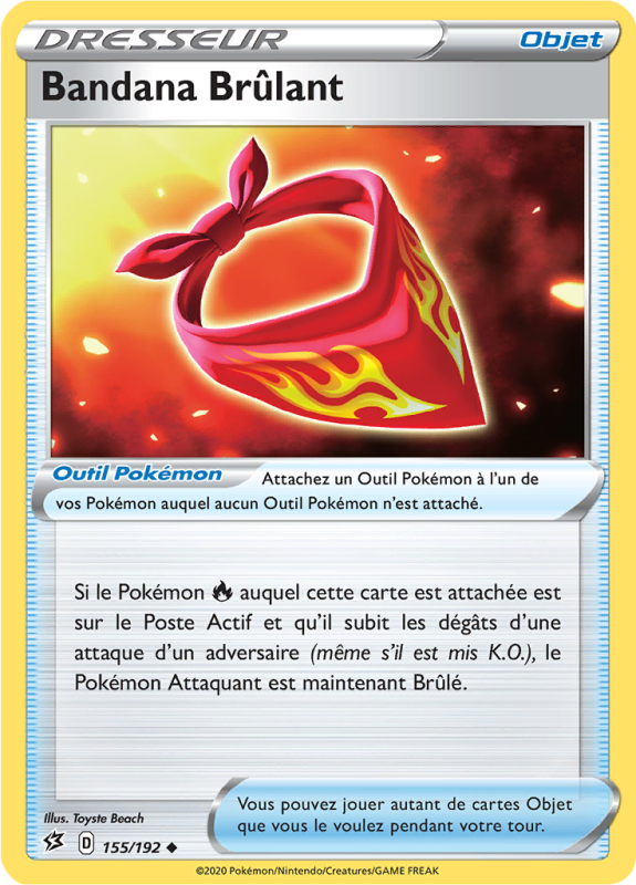 Carte Pokémon Bandana Brûlant 155/192 Peu commune Clash des Rebelles