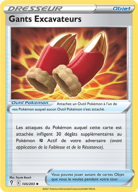 Carte Pokémon Gants Excavateurs 145/203 Peu commune Évolution Céleste