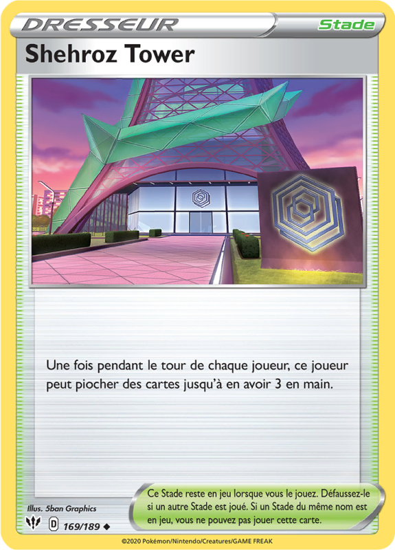 Carte Pokémon Shehroz Tower 169/189 Peu commune Ténèbres Embrasées