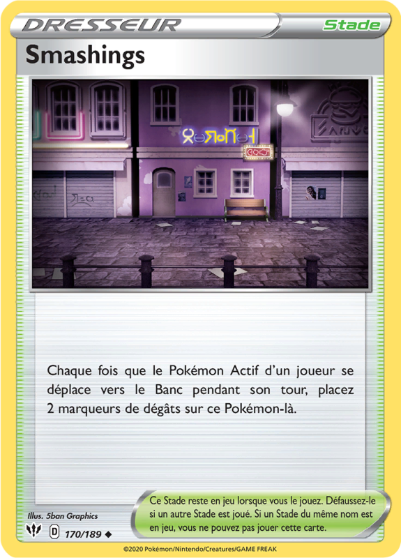 Carte Pokémon Smashings 170/189 Peu commune Ténèbres Embrasées