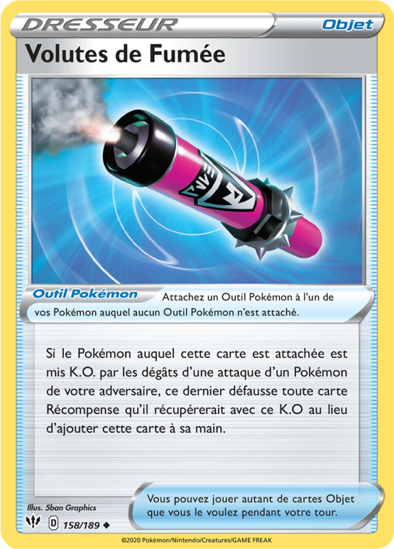 Carte Pokémon Volutes de Fumée 158/189 Peu commune Ténèbres Embrasées